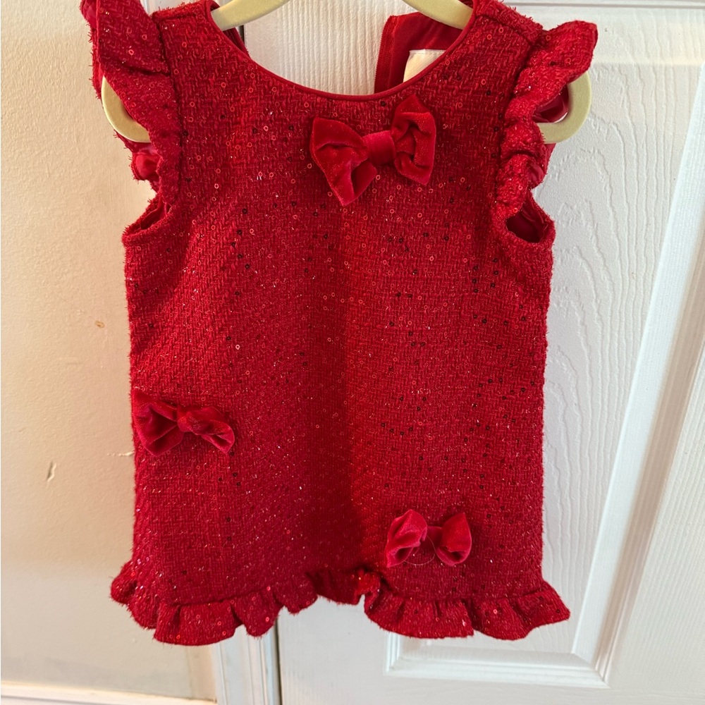 Rare Editions Red Ruffled Kids dress with Bows